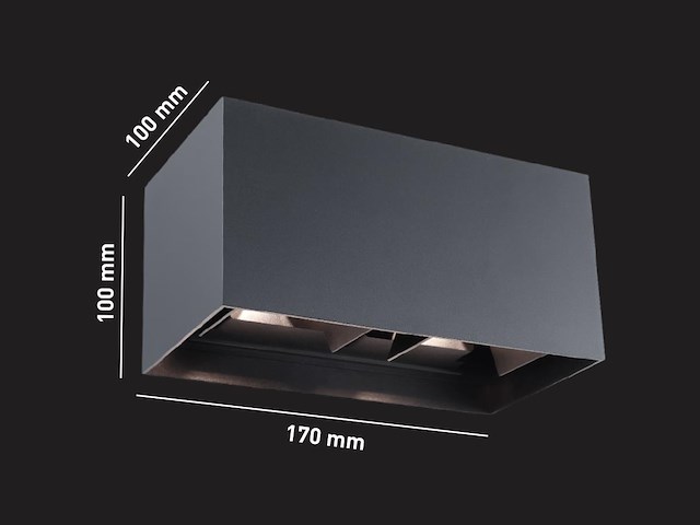 8 x 12w led zwart wandlamp 4 licht verstelbaar waterdicht - afbeelding 6 van  7