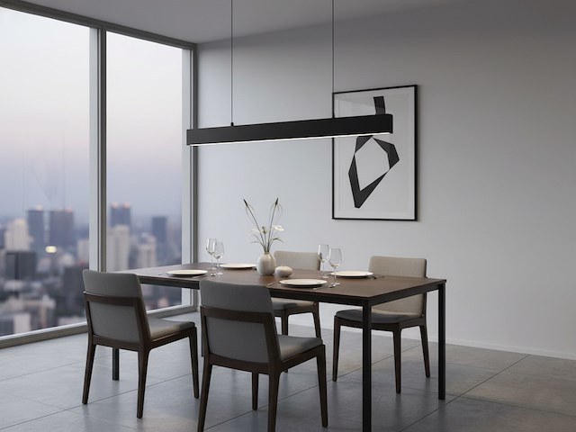 8 x 40w led 120cm linear hanglamp 3 kleur licht switch zwart - afbeelding 4 van  8