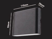 8 x 6w led wandlamp duo licht zwart warm wit waterdicht 11.5cm - afbeelding 6 van  9