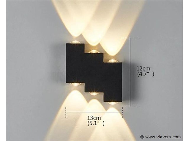 8 x bidirectionele led wandlamp – 6w – 3500k warm wit – ip54 – sw-45-3 - afbeelding 3 van  4