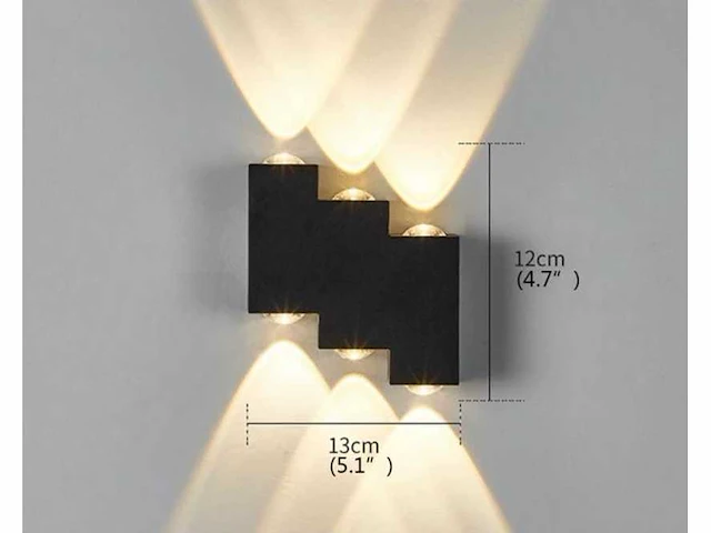 8 x bidirectionele led wandlamp – 6w – 3500k warm wit – ip54 – sw-45-3 - afbeelding 4 van  8