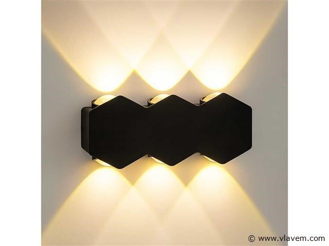 8 x bidirectionele led wandlamp – 6w – 3500k warm wit – ip54 – sw-51-3 - afbeelding 1 van  4
