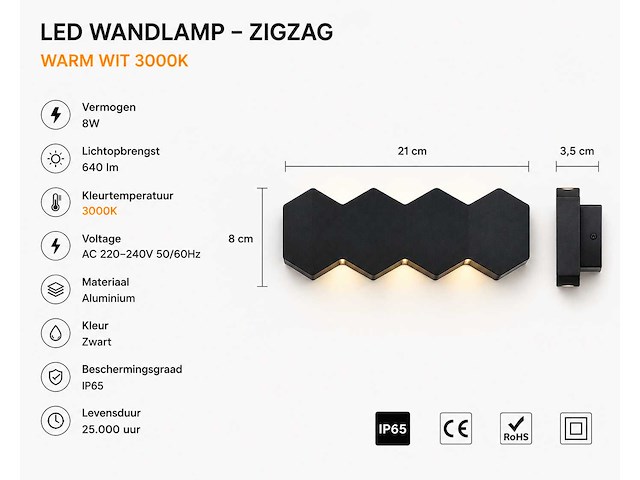 8 x bidirectionele led wandlamp – 8w – 3500k warm wit – ip54 – sw-51-4 - afbeelding 7 van  8