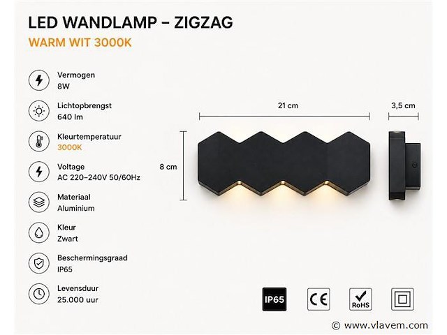 8 x bidirectionele led wandlamp – 8w – 3500k warm wit – ip54 – sw-51-4 - afbeelding 3 van  4