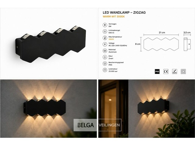 8 x bidirectionele led wandlamp – 8w – 3500k warm wit – ip54 – sw-51-4 - afbeelding 5 van  5