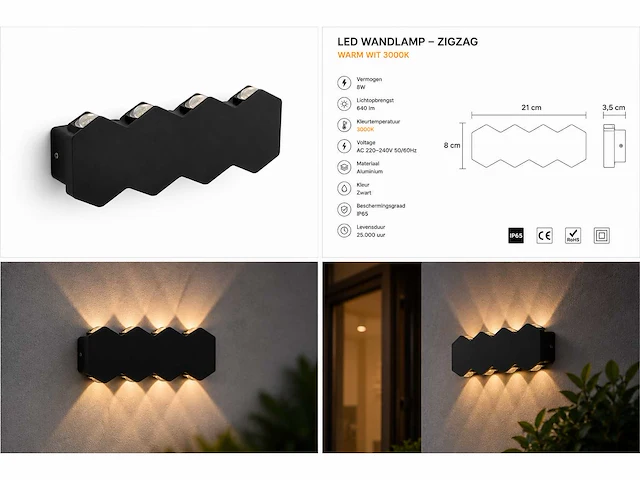 8 x bidirectionele led wandlamp – 8w – 3500k warm wit – ip54 – sw-51-4 - afbeelding 8 van  8