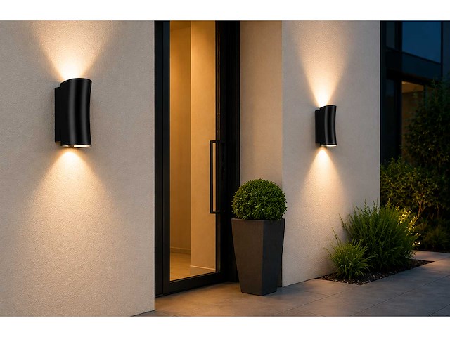 8 x buiten wandlamp up & down – gu10 – zwart – ip44 – safari - afbeelding 3 van  12
