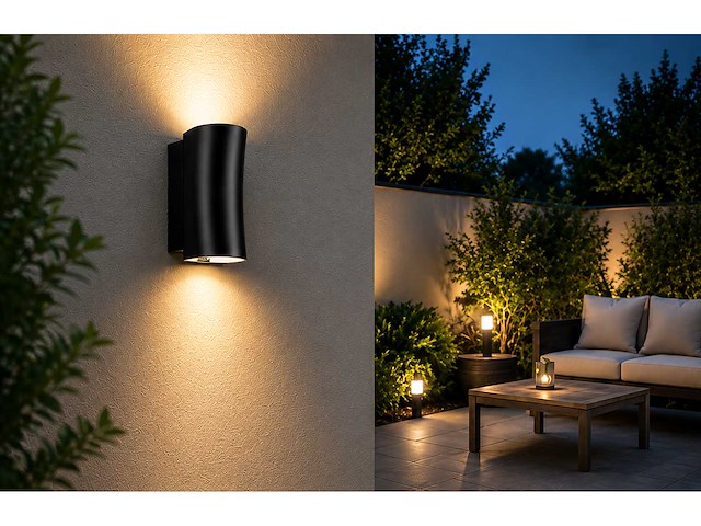 8 x buiten wandlamp up & down – gu10 – zwart – ip44 – safari - afbeelding 11 van  12