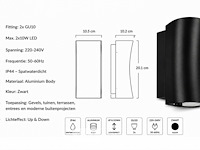 8 x buiten wandlamp up & down – gu10 – zwart – ip44 – safari - afbeelding 5 van  6
