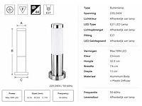 8 x buitenlamp tuinpaal – e27 – chroom – ip44 – 325mm – defne-3 - afbeelding 6 van  15