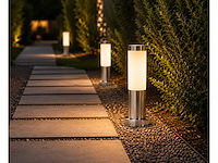 8 x buitenlamp tuinpaal – e27 – chroom – ip44 – 325mm – defne-3 - afbeelding 1 van  15