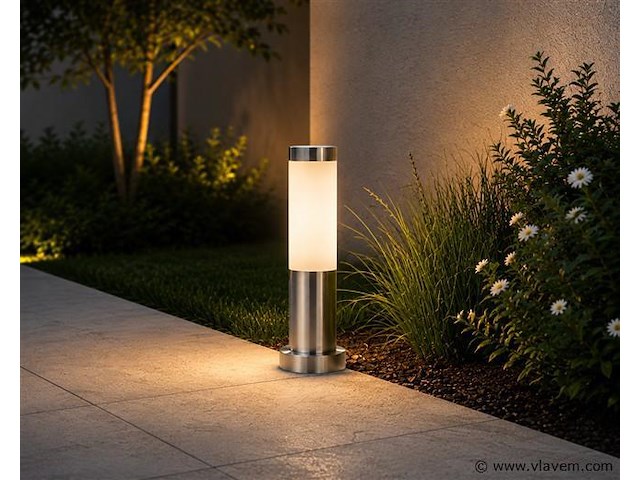 8 x buitenlamp tuinpaal – e27 – chroom – ip44 – 325mm – defne-3 - afbeelding 3 van  5