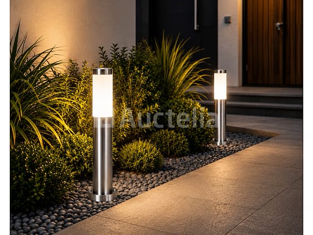 8 x buitenlamp tuinpaal – e27 – chroom – ip44 – 500mm – defne-4 - afbeelding 1 van  5