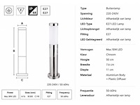 8 x buitenlamp tuinpaal – e27 – chroom – ip44 – 500mm – defne-4 - afbeelding 4 van  5