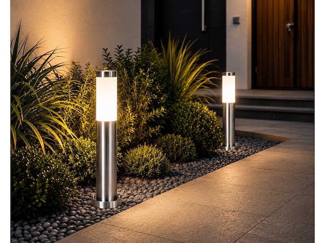 8 x buitenlamp tuinpaal – e27 – chroom – ip44 – 500mm – defne-4 - afbeelding 12 van  15
