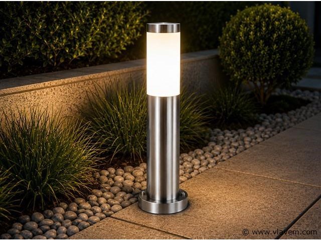 8 x buitenlamp tuinpaal – e27 – chroom – ip44 – 500mm – defne-4 - afbeelding 3 van  5