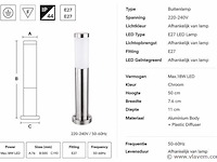 8 x buitenlamp tuinpaal – e27 – chroom – ip44 – 500mm – defne-4 - afbeelding 4 van  5