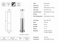 8 x buitenlamp tuinpaal – e27 – chroom – ip44 – 500mm – defne-4 - afbeelding 10 van  15