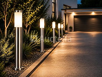8 x buitenlamp tuinpaal – e27 – chroom – ip44 – 800mm – defne-5 - afbeelding 1 van  5