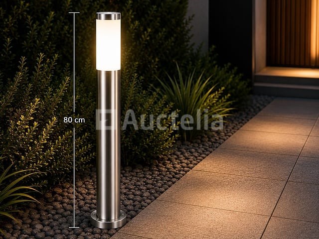 8 x buitenlamp tuinpaal – e27 – chroom – ip44 – 800mm – defne-5 - afbeelding 2 van  5