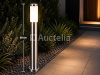 8 x buitenlamp tuinpaal – e27 – chroom – ip44 – 800mm – defne-5 - afbeelding 2 van  5