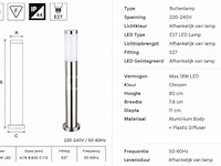 8 x buitenlamp tuinpaal – e27 – chroom – ip44 – 800mm – defne-5 - afbeelding 3 van  5