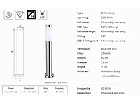8 x buitenlamp tuinpaal – e27 – chroom – ip44 – 800mm – defne-5 - afbeelding 10 van  15