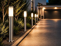 8 x buitenlamp tuinpaal – e27 – chroom – ip44 – 800mm – defne-5 - afbeelding 1 van  5