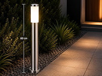 8 x buitenlamp tuinpaal – e27 – chroom – ip44 – 800mm – defne-5 - afbeelding 3 van  5