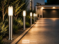 8 x buitenlamp tuinpaal – e27 – chroom – ip44 – 800mm – defne-5 - afbeelding 2 van  6