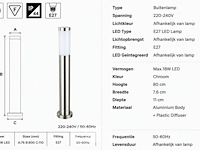 8 x buitenlamp tuinpaal – e27 – chroom – ip44 – 800mm – defne-5 - afbeelding 5 van  6