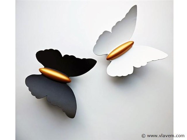 8 x farfala wandlamp zwart goud + wit goud - afbeelding 3 van  10