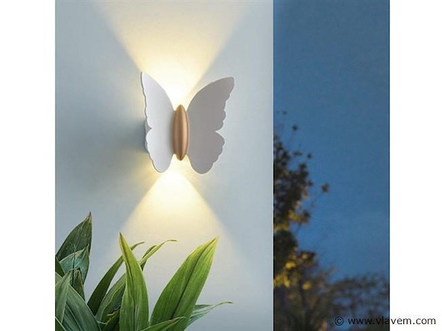 8 x farfala wandlamp zwart goud + wit goud - afbeelding 5 van  10
