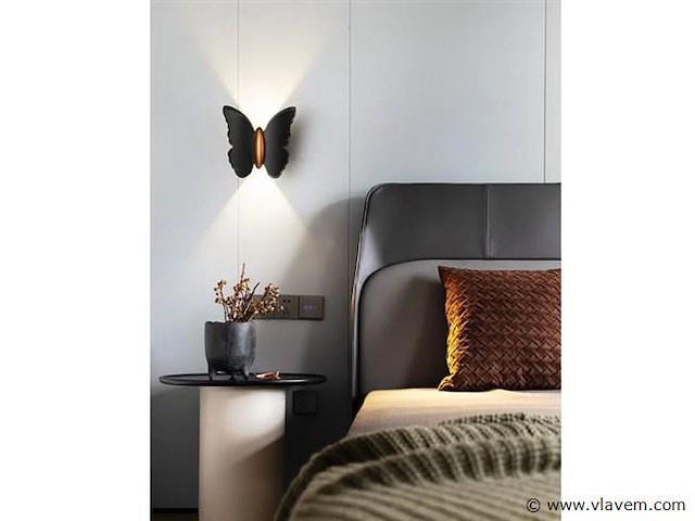8 x farfala wandlamp zwart goud + wit goud - afbeelding 8 van  10
