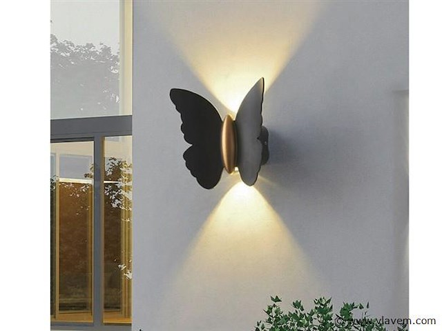 8 x farfala wandlamp zwart goud + wit goud - afbeelding 9 van  10