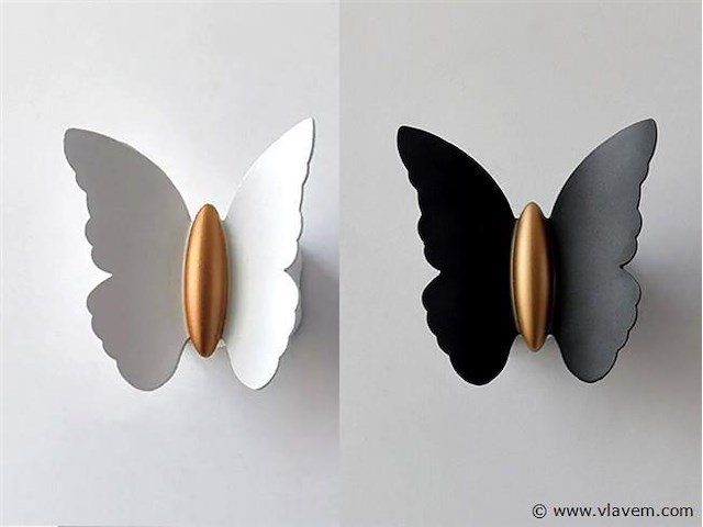 8 x farfala wandlamp zwart goud + wit goud - afbeelding 4 van  10