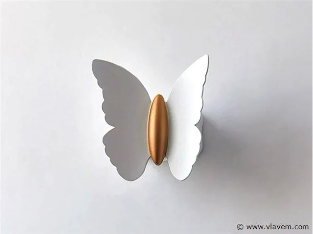 8 x farfala wandlamp zwart goud + wit goud - afbeelding 2 van  10