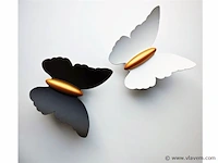 8 x farfala wandlamp zwart goud + wit goud