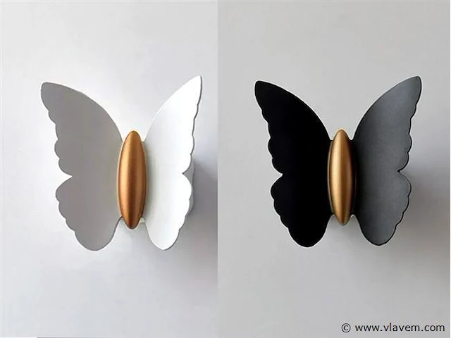 8 x farfala wandlamp zwart goud + wit goud - afbeelding 4 van  10