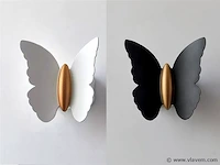 8 x farfala wandlamp zwart goud + wit goud - afbeelding 4 van  10