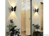 8 x farfala wandlamp zwart goud + wit goud - afbeelding 7 van  10