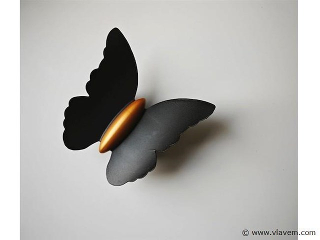 8 x farfala wandlamp zwart goud - afbeelding 1 van  6