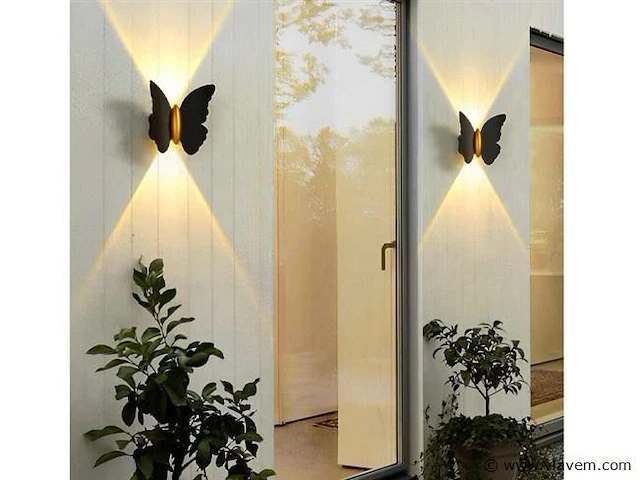 8 x farfala wandlamp zwart goud - afbeelding 4 van  6