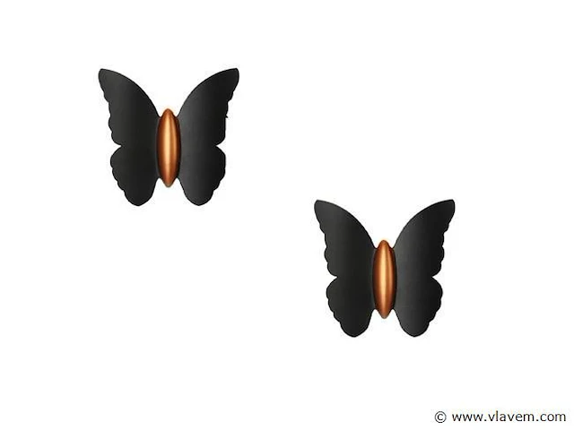 8 x farfala wandlamp zwart goud - afbeelding 5 van  6