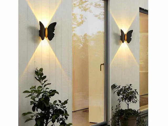 8 x farfala wandlamp zwart goud - afbeelding 2 van  9