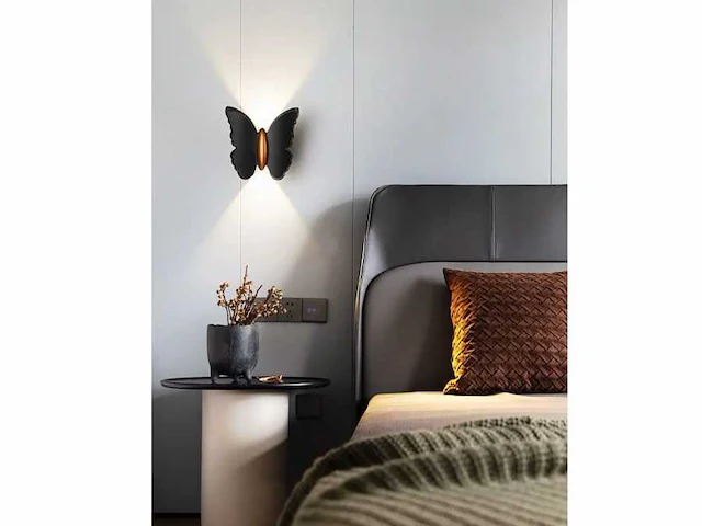 8 x farfala wandlamp zwart goud - afbeelding 5 van  9