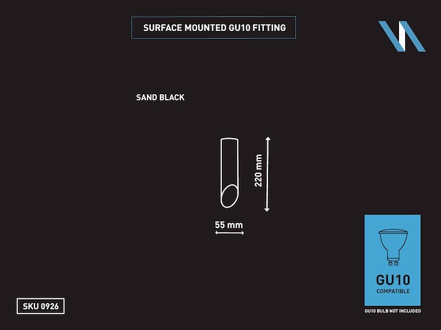 8 x gu10 opbouw design armatuur cilinder zand zwart 22cm - afbeelding 9 van  9