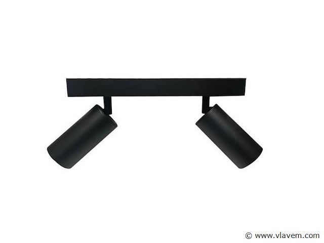 8 x gu10 opbouwspot armatuur – 2 draaibare spots – ip20 – zwart - afbeelding 2 van  4