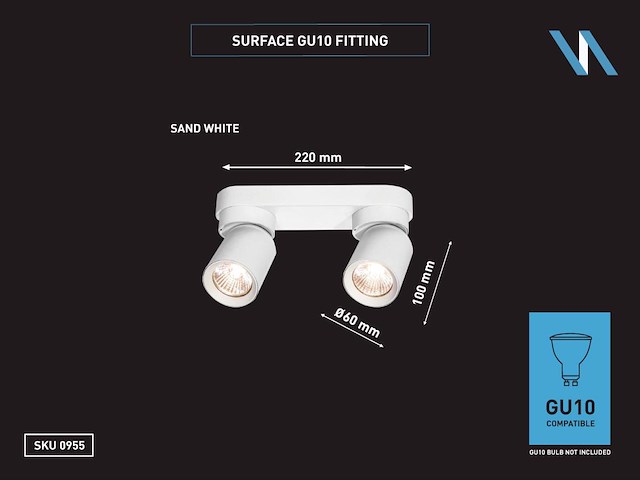 8 x gu10 opbouwspot armatuur dubbel cilinder zand wit draaibaar - afbeelding 5 van  6