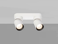 8 x gu10 opbouwspot armatuur dubbel cilinder zand wit en zwart draaibaar - afbeelding 4 van  6